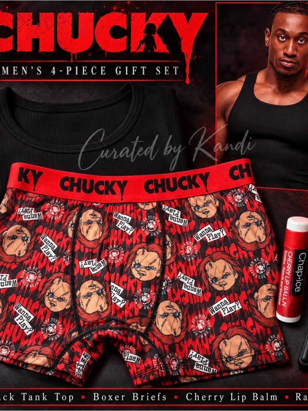 Men’s Red Graphic CHUCKY Boxer Briefs - Licensed Waistband